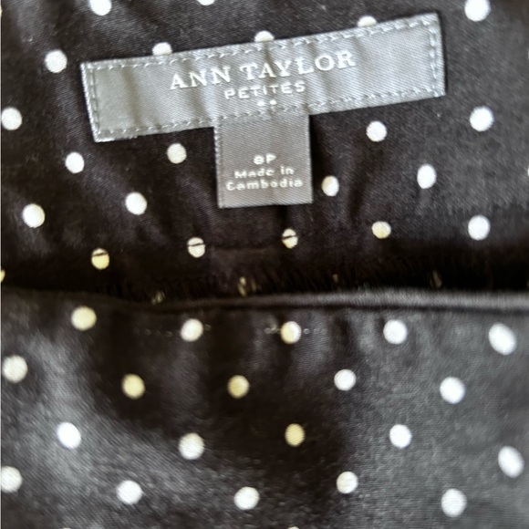 Ann Taylor Women’s Size 6 Petite Cropped Choco Brown White Polkadot Pants Slacks - Picture 7 of 14